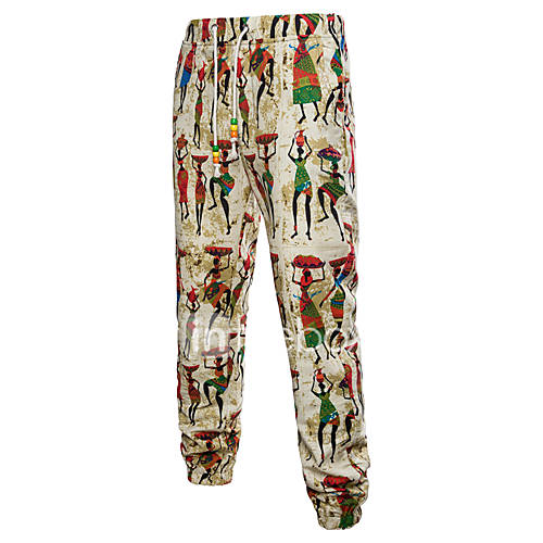 Heren Street Chic Chinoiserie Chinos Zwaar Katoen Broek Print Patroon Beige huismerk kopen in de aanbieding