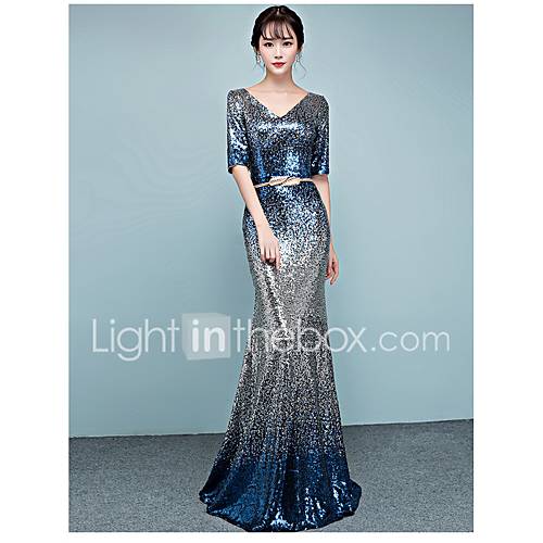 Trompet Zeemeermin V Hals Strijksleep Pailletten Jurk Met Door Lan Ting Express huismerk kopen in de aanbieding