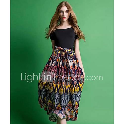 Dames Schommel Maxi Rokken Geometrisch huismerk kopen in de aanbieding