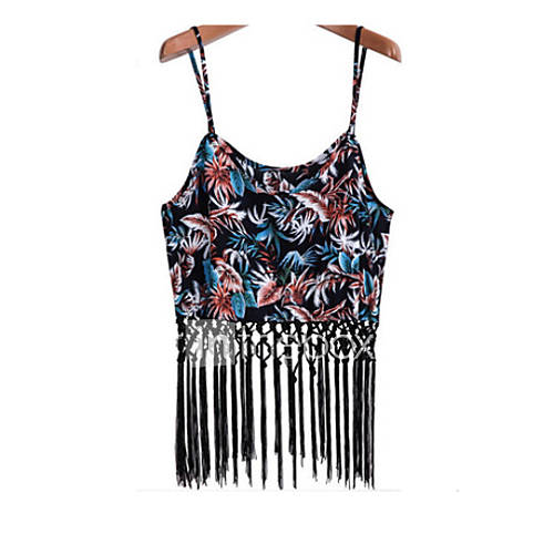 Dames Kwastje Singlet Bloemen Zwart huismerk kopen in de aanbieding