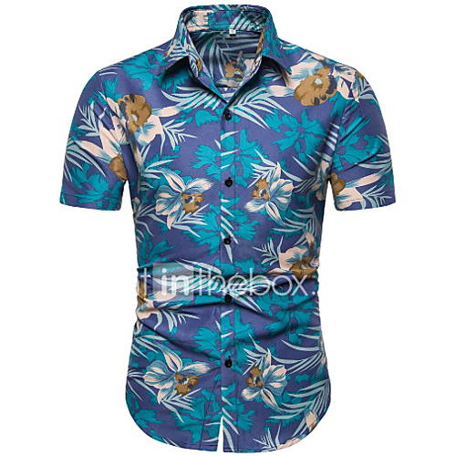 Heren Print Overhemd Bloemen Blauw huismerk kopen in de aanbieding Heren Print Overhemd Bloemen Blauw huismerk kopen in de aanbieding