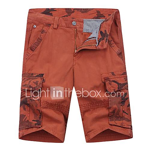 Heren Sportief Chinos Zwaar Katoen Broek Print Oranje huismerk kopen in de aanbieding