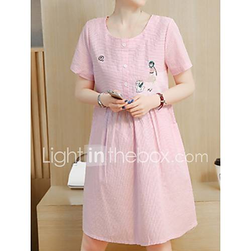 Dames Standaard Schede Jurk Gestreept Geometrisch Boven De Knie huismerk kopen in de aanbieding