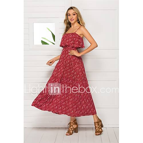 Dames Boho Wijd Uitlopend Jurk Geometrisch Print Midi huismerk kopen in de aanbieding Dames Boho Wijd Uitlopend Jurk Geometrisch Print Midi huismerk kopen in de aanbieding