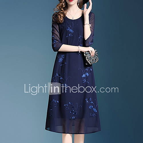 Dames Knielengte Slim A Lijn Jurk Blozend Roze Blauw M L Xl Xxl huismerk kopen in de aanbieding