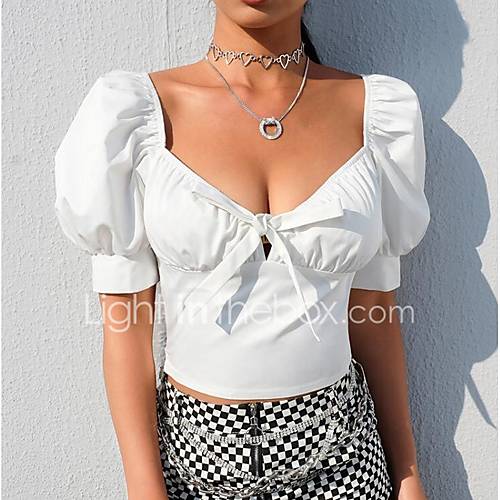 Dames Veters Blouse Effen huismerk kopen in de aanbieding Dames Veters Blouse Effen huismerk kopen in de aanbieding