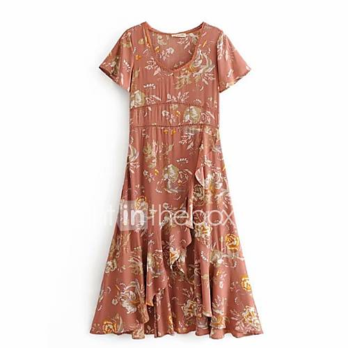 Asymmetrische Swingjurk Voor Dames Lichtbruin S M huismerk kopen in de aanbieding