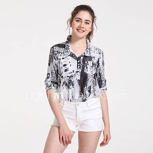 Dames Print Overhemd Geometrisch Grijs Xxl huismerk kopen in de aanbieding