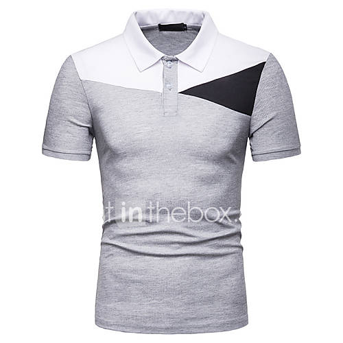 Heren Patchwork Polo Kleurenblok Wit huismerk kopen in de aanbieding