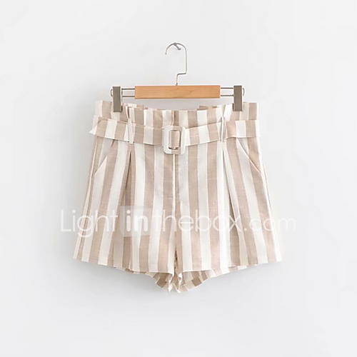 Dames Standaard Shorts Broek Gestreept Khaki huismerk kopen in de aanbieding