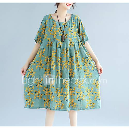 Dames Standaard Recht Schede Jurk Geometrisch Tot De Knie huismerk kopen in de aanbieding