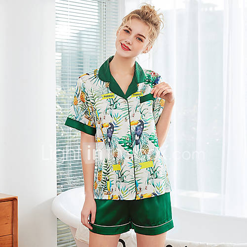 Dames Overhemdkraag Kostuum Pyjama Effen Geometrisch huismerk kopen in de aanbieding