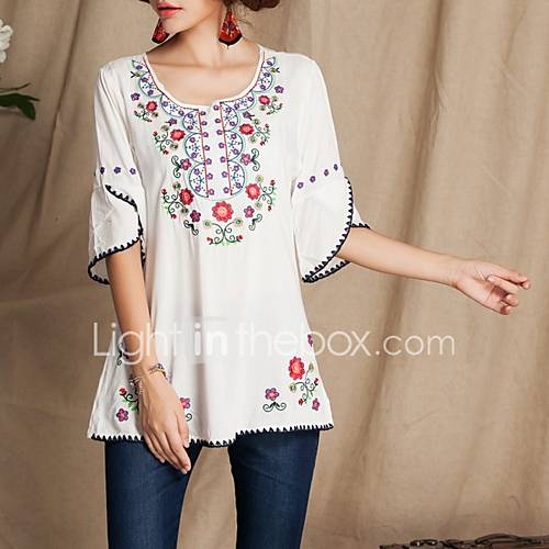 Dames Overhemd Bloemen Wit Een Maat huismerk kopen in de aanbieding