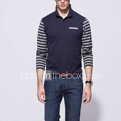 Heren Polo Kleurenblok Blauw huismerk kopen in de aanbieding