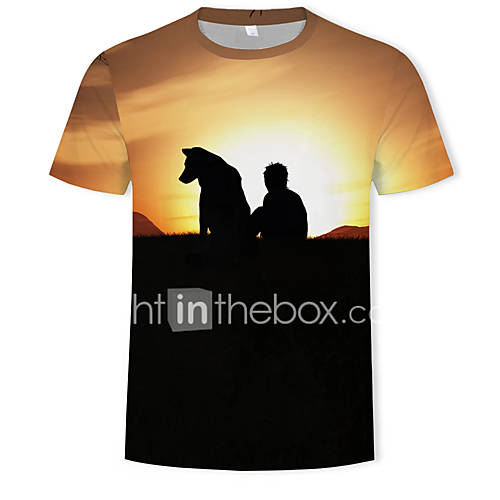 Heren Print T Shirt Kleurenblok 3D Dier Regenboog Xl huismerk kopen in de aanbieding