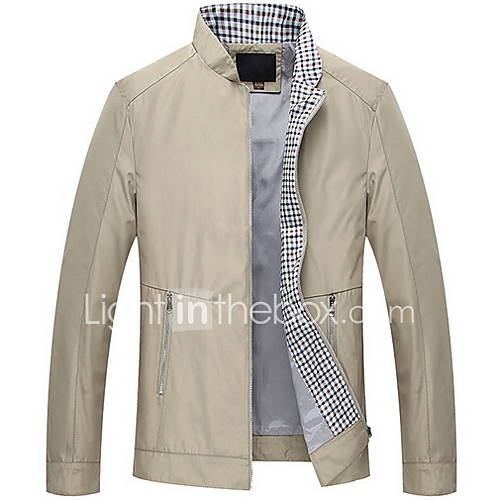 Heren Dagelijks Normaal Jack Effen Opstaand Lange Mouw Polyester Marineblauw Khaki Xl Xxl Xxxl huismerk kopen in de aanbieding Heren Dagelijks Normaal Jack Effen Opstaand Lange Mouw Polyester Marineblauw Khaki Xl Xxl Xxxl huismerk kopen in de aanbieding