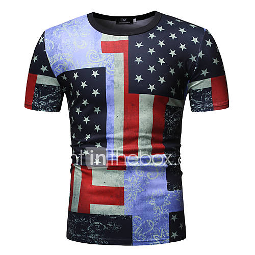 Heren Print T Shirt Geometrisch Kleurenblok Tribal Paars Xl huismerk kopen in de aanbieding