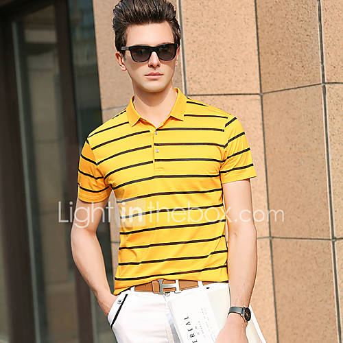 Heren Polo Gestreept Oranje Xl huismerk kopen in de aanbieding