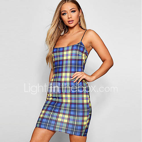 Dames Standaard Bodycon Jurk Gestreept Patchwork Boven De Knie huismerk kopen in de aanbieding