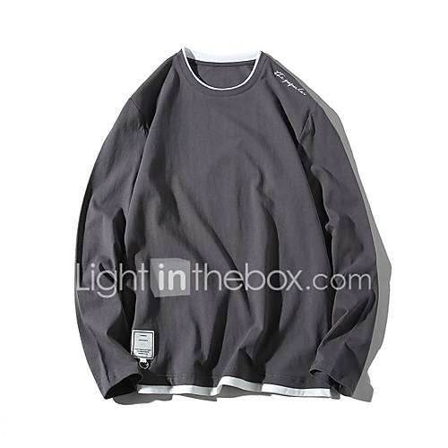 Heren Patchwork Print T Shirt Effen Kleurenblok Letter Wit 32 huismerk kopen in de aanbieding