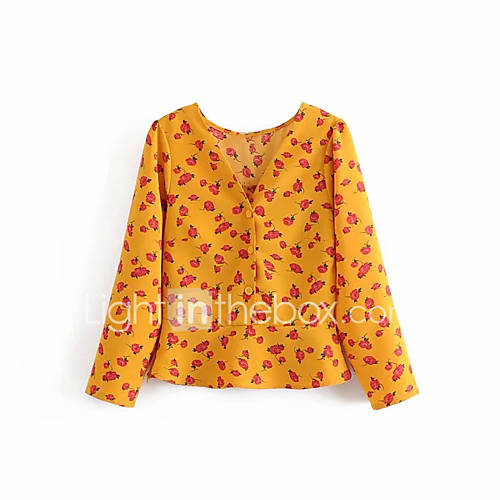 Dames Overhemd Bloemen Geel huismerk kopen in de aanbieding