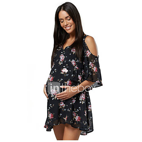 Dames Standaard Verfijnd Skater Jurk Bloemen Print Boven De Knie huismerk kopen in de aanbieding