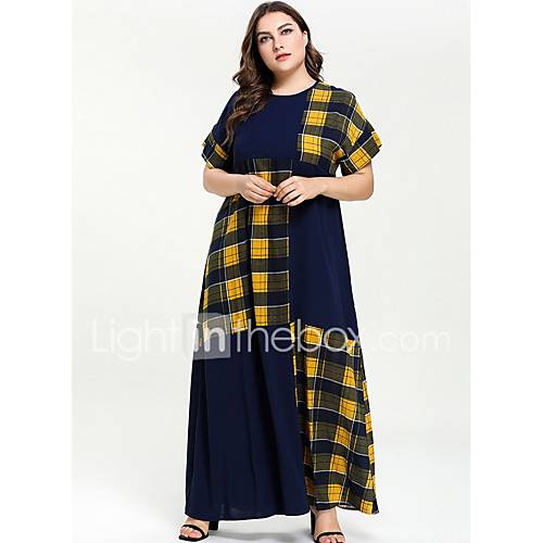 Dames Maxi Swing Jurk Blauw M L Xl Xxl huismerk kopen in de aanbieding