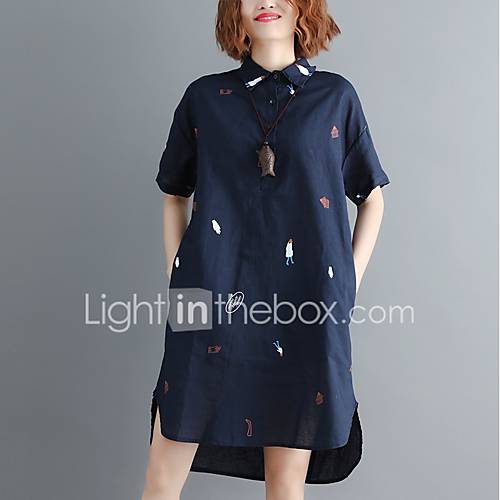 Dames Vintage Overhemd Jurk Bloemen Print Tot De Knie huismerk kopen in de aanbieding Dames Vintage Overhemd Jurk Bloemen Print Tot De Knie huismerk kopen in de aanbieding