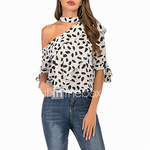 Dames Strik Patchwork Blouse Polka Dot huismerk kopen in de aanbieding Dames Strik Patchwork Blouse Polka Dot huismerk kopen in de aanbieding
