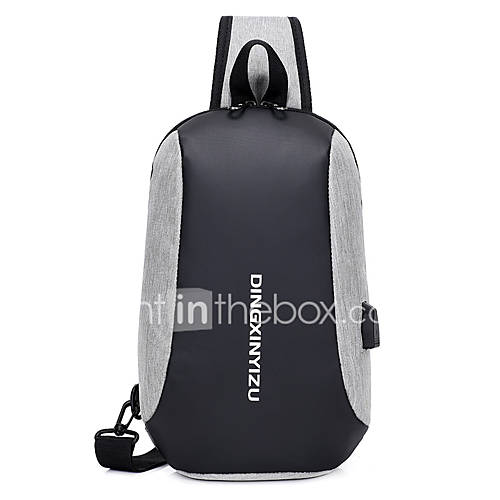 Unisex Tassen Oxfordstof Sling Shoulder Bag Rits Effen Kleur Zwart Grijs huismerk kopen in de aanbieding