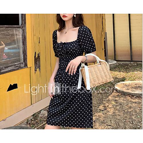 Dames Knielengte Een Lijn Jurk Zwart S M huismerk kopen in de aanbieding