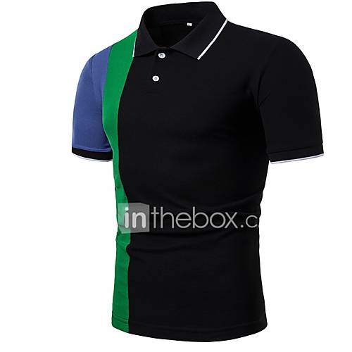 Heren Polo Kleurenblok Zwart Xl huismerk kopen in de aanbieding