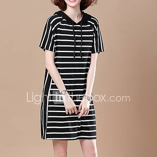 Dames Standaard Recht Jurk Gestreept Boven De Knie huismerk kopen in de aanbieding