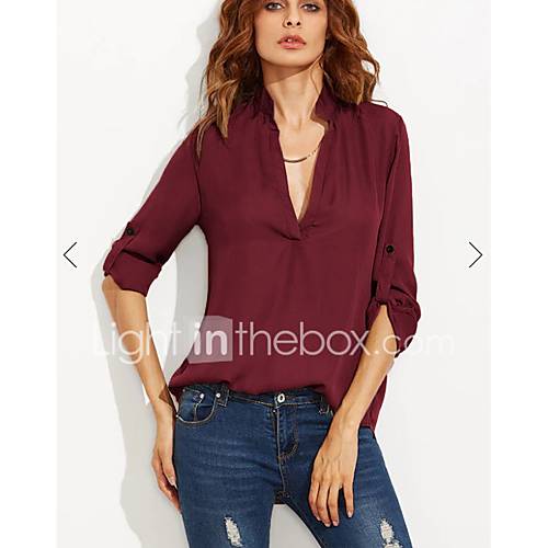 Dames Overhemd Effen Wijn huismerk kopen in de aanbieding