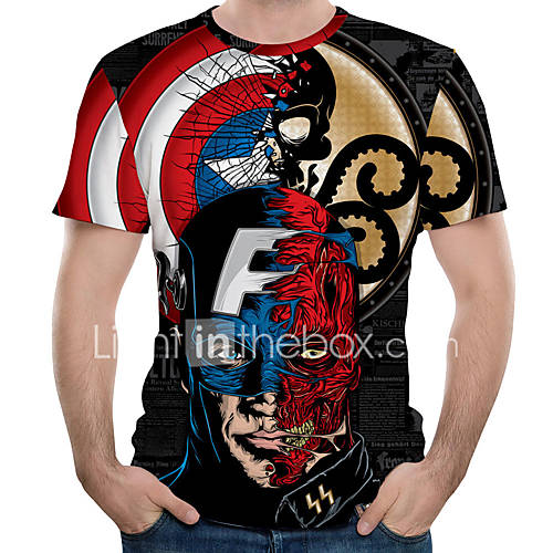 Heren T Shirt Kleurenblok Zwart Xl huismerk kopen in de aanbieding