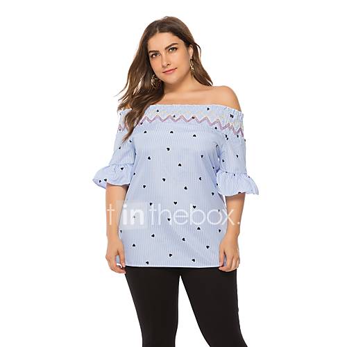 Dames Ruche T Shirt Gestreept Heelal Blauw Xxxl huismerk kopen in de aanbieding Dames Ruche T Shirt Gestreept Heelal Blauw Xxxl huismerk kopen in de aanbieding