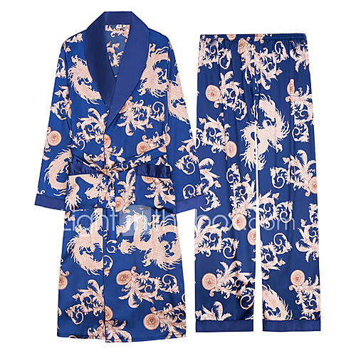 Heren Sjaalrevers Kostuum Pyjama Kleurenblok huismerk kopen in de aanbieding