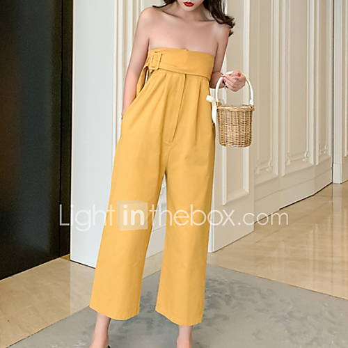 Dames Wit Geel Jumpsuit Effen Een Maat huismerk kopen in de aanbieding