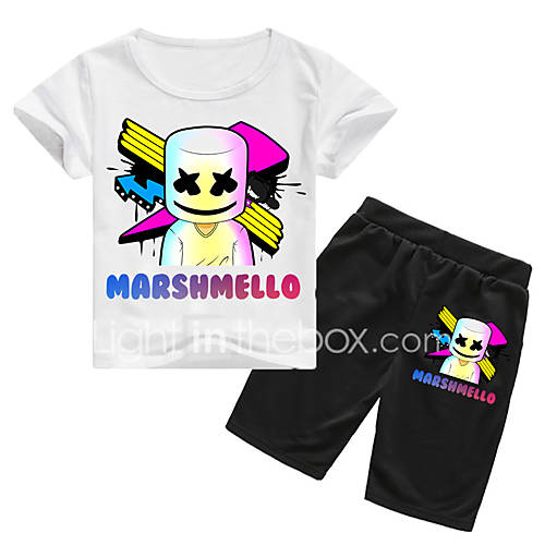 Kinderen Meisjes Standaard Print Korte Mouw Katoen Spandex Kledingset Rood huismerk kopen in de aanbieding