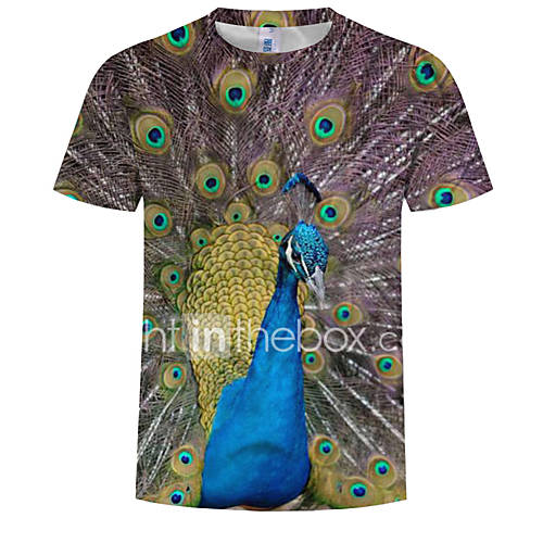 Heren Print T Shirt Kleurenblok 3D Dier Bruin Xl huismerk kopen in de aanbieding
