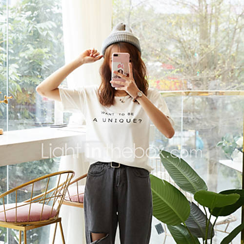 Dames Print T Shirt Letter Rood huismerk kopen in de aanbieding