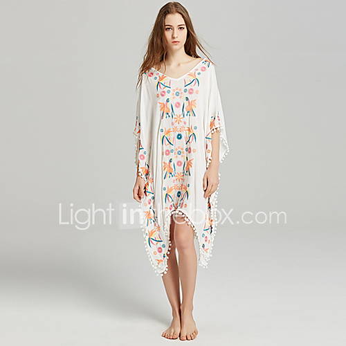 Dames Elegant Recht Jurk Bloemen Kwastje Asymmetrisch huismerk kopen in de aanbieding