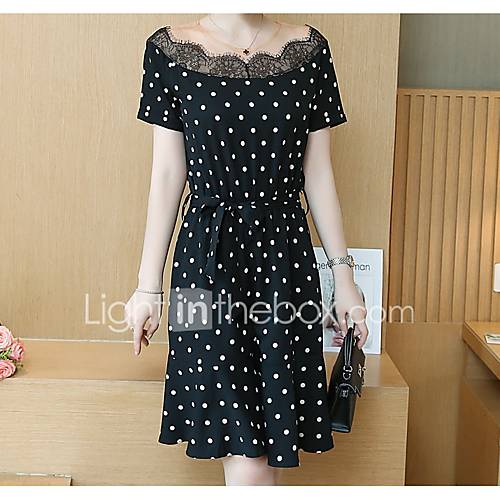 Dames Katoen Slank Wijd Uitlopend Jurk Tot De Knie huismerk kopen in de aanbieding