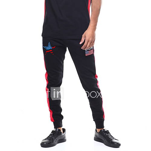Heren Sportief Joggingbroeken Broek Print Zwart huismerk kopen in de aanbieding