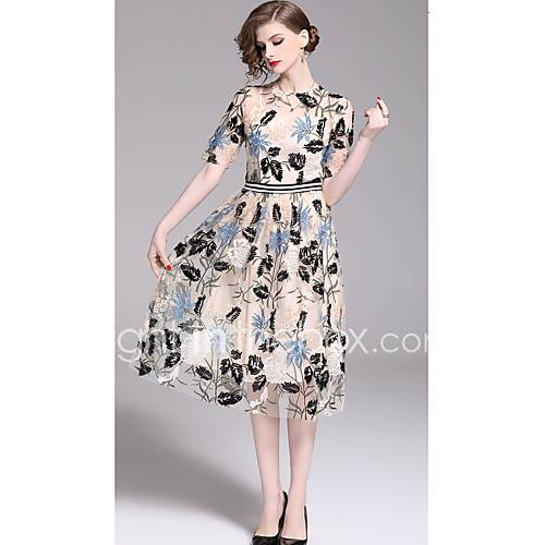 A Lijn Met Sieraad Over De Knie Tule Jurk Patroon Print Door Lan Ting Express huismerk kopen in de aanbieding