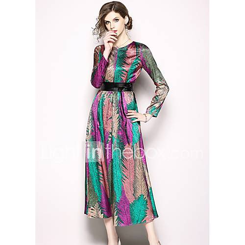 Dames Elegant A Lijn Jurk Kleurenblok Maxi huismerk kopen in de aanbieding