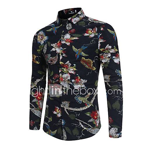 Heren Print Overhemd Bloemen Zwart huismerk kopen in de aanbieding