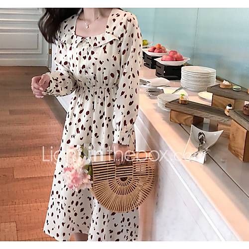 Dames Slank Wijd Uitlopend Jurk Boothals Tot De Knie huismerk kopen in de aanbieding