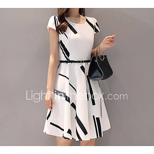 Dames Katoen Skater Jurk Geometrisch Print Boven De Knie huismerk kopen in de aanbieding