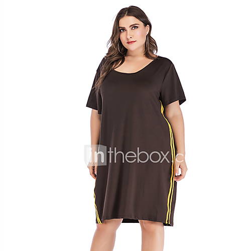 Dames Knielange Jurk Zwart Xl Xxl Xxxl Xxxxl huismerk kopen in de aanbieding